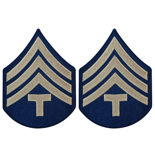 U.S. Army Technician 4th Grade Rank Patches WWII, Khaki & Blue | STARS ...
