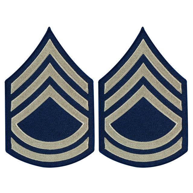 U.S. Army Technical Sergeant Rank Patches WWII, Khaki & Blue