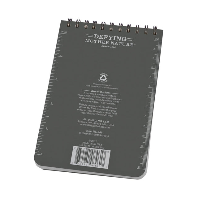 Rite in the Rain All-Weather Top-Spiral Notebook, 4"x6" Gray