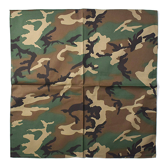 Woodland Camouflage Bandana, 21.5" x 21.5"
