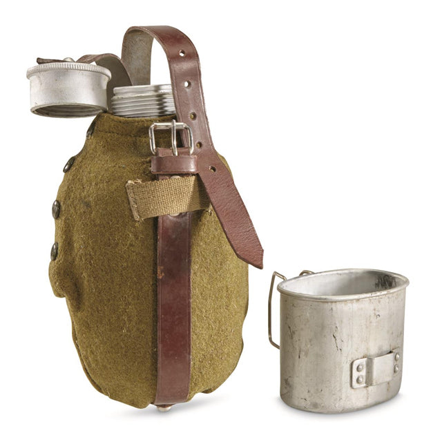 Romanian Army Canteen with Felt Cover & Canteen Cup