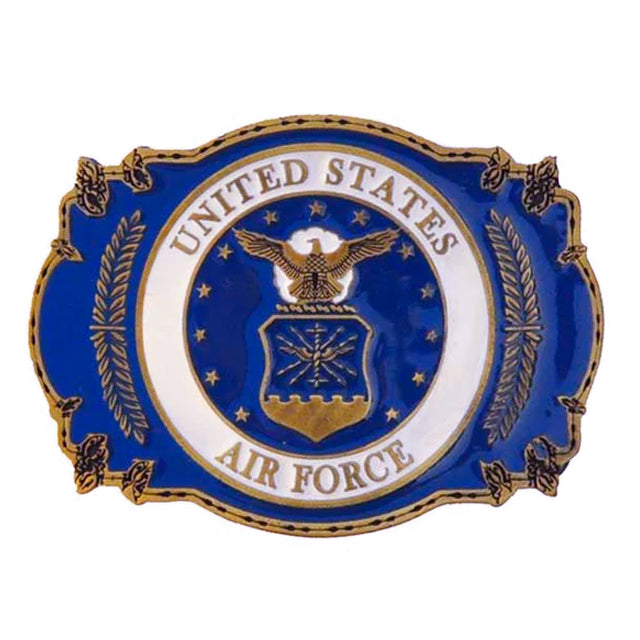 U.S. Air Force USAF Eagle Seal Logo Blue Pewter Embossed Collectible Belt Buckle
