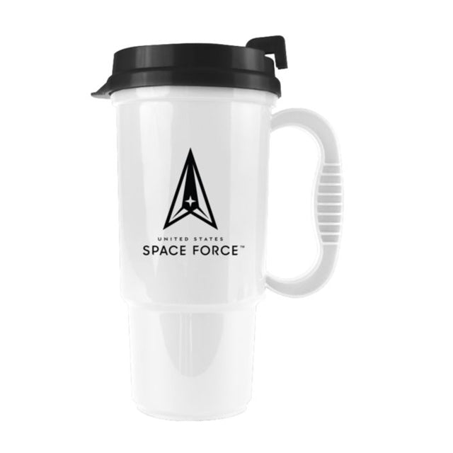 U.S. Space Force Travel Coffee Mug & Lid, White | STARS-N-STRIPES CO.