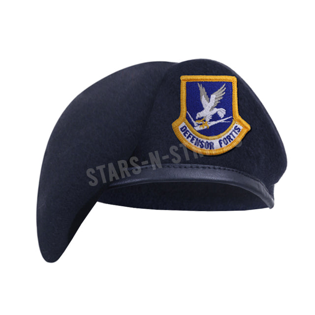 U.S. Air Force Security Forces Midnight Navy Blue Beret & Pre-Sewn USAF Defensor Fortis Patch