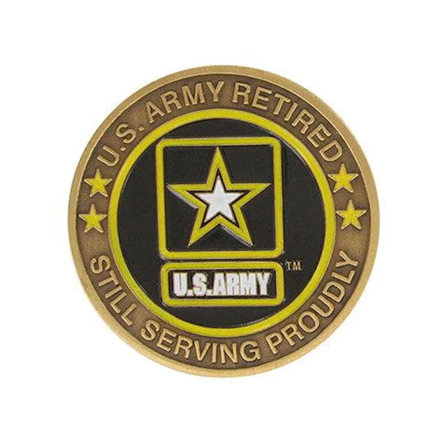 US Army Retired "Still Proudly Serving" Metal Challenge Coin