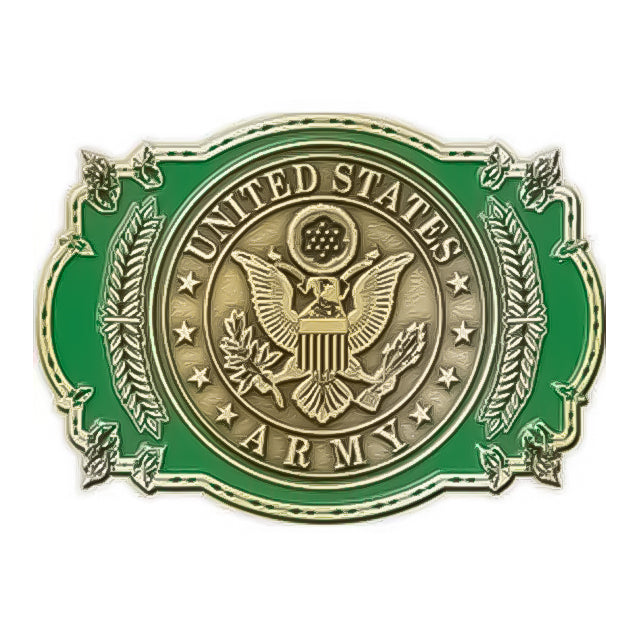 U.S. Army Eagle Seal Logo Green Pewter Embossed Collectible Belt Buckle