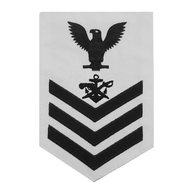 U.S. Navy Special Warfare Boat Operator (SB) Rating Patch, White (Tailored to E-4, E-5, or E-6)