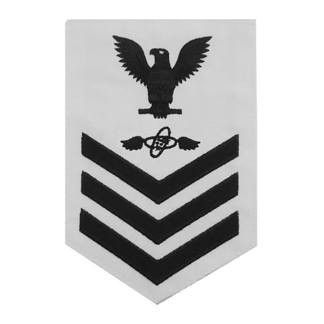 U.S. Navy Aviation Electronics Technician (AT) Rating Patch, White (Tailored to E-4, E-5, or E-6)