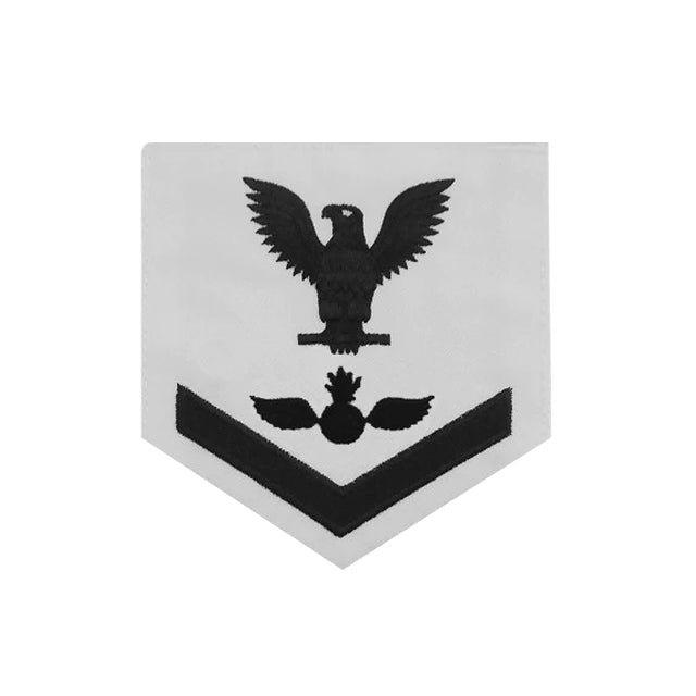 U.S. Navy Aviation Ordnanceman (AO) Rating Patch, White (Tailored to E-4, E-5, or E-6)
