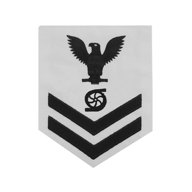 U.S. Navy Gas Turbine System Technician (GS) Rating Patch, White (Tailored to E-4, E-5, or E-6)