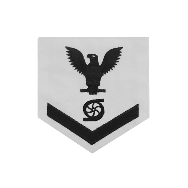 U.S. Navy Gas Turbine System Technician (GS) Rating Patch, White (Tailored to E-4, E-5, or E-6)