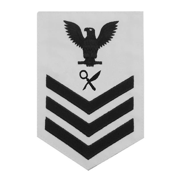 U.S. Navy Intelligence Specialist (IS) Rating Patch, White (Tailored to E-4, E-5, or E-6)