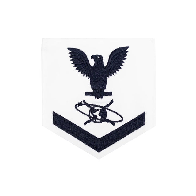 U.S. Navy Mass Communication Specialist (CS) Rating Patch, White (Tailored to E-4, E-5, or E-6)