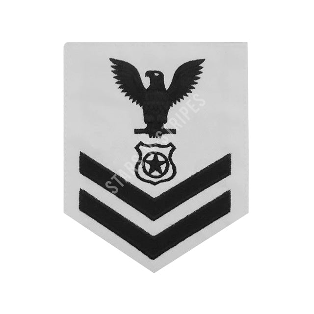 U.S. Navy Master At Arms (MA) Rating Patch, White (Tailored to E-4, E-5, or E-6)
