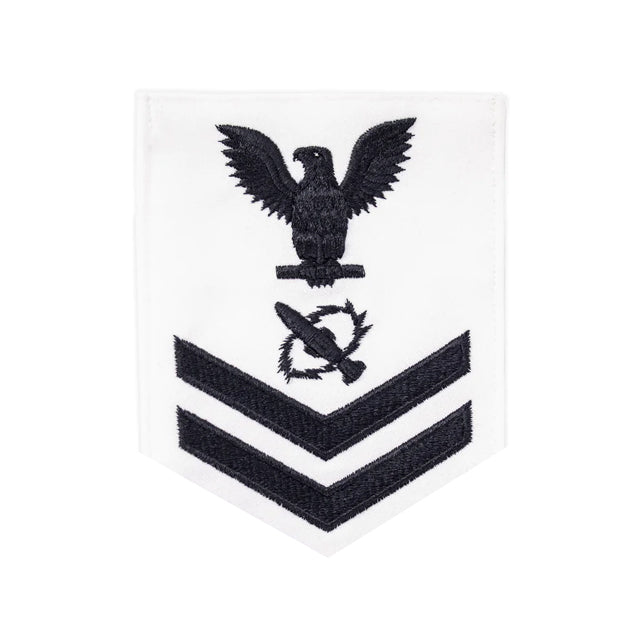 U.S. Navy Missile Technician (MT) Rating Patch, White (Tailored to E-4, E-5, or E-6)