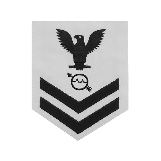 U.S. Navy Operations Specialist (OS) Rating Patch, White (Tailored to E-4, E-5, or E-6)
