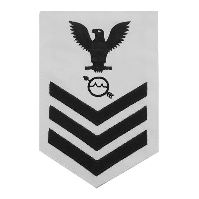 U.S. Navy Operations Specialist (OS) Rating Patch, White (Tailored to E-4, E-5, or E-6)