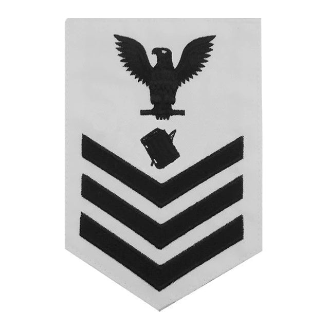 U.S. Navy Personnelman (PN) Rating Patch, White (Tailored to E-4, E-5, or E-6)