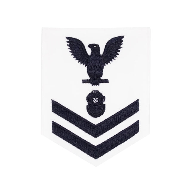 U.S. Navy Diver (ND) Rating Patch, White (Tailored to E-4, E-5, or E-6)