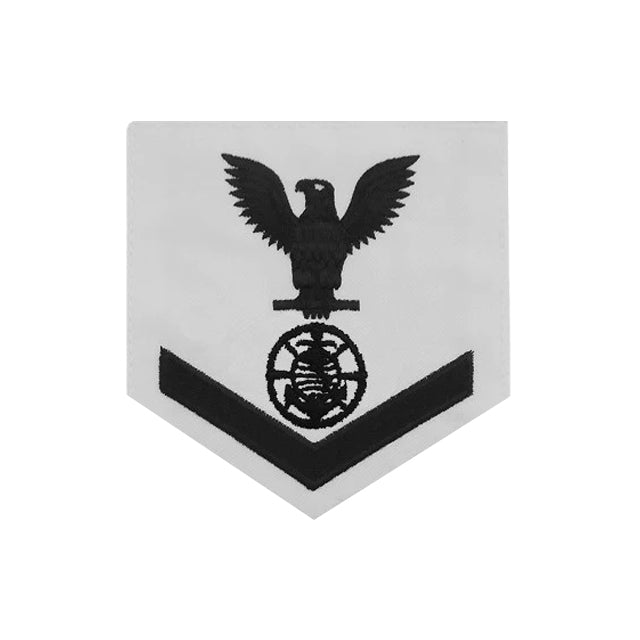 U.S. Navy Religious Programs Specialist (RP) Rating Patch, White (Tailored to E-4, E-5, or E-6)