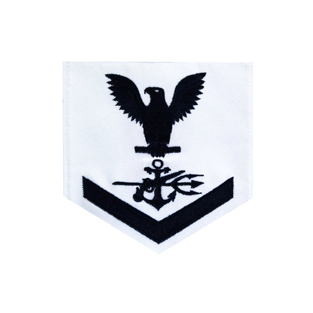 U.S. Navy Special Warfare Operator (SO) Rating Patch, White (Tailored to E-4, E-5, or E-6)