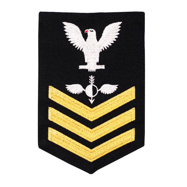U.S. Navy Aerographer's Mate (AG) Rating Patch, Blue with Gold Chevrons